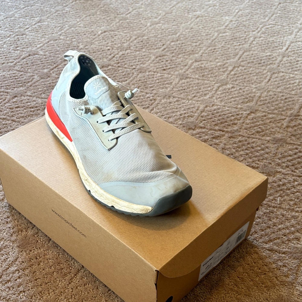 Men's Gray and Red Athletic Shoes, Tropicfeel jungle slip on shoes size 12